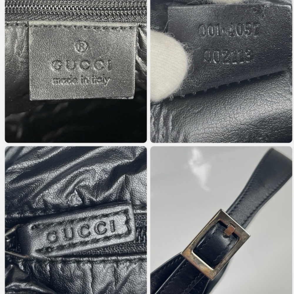 GUCCI Jackie GG Canvas Web Stripe Shoulder Bag Black Leather Vintage Authentic - Picture 4 of 13